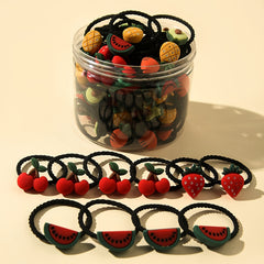 30pcs Girls Fruit Hair Tie Stretch Hair Rope Hair Ring Hair Accessories