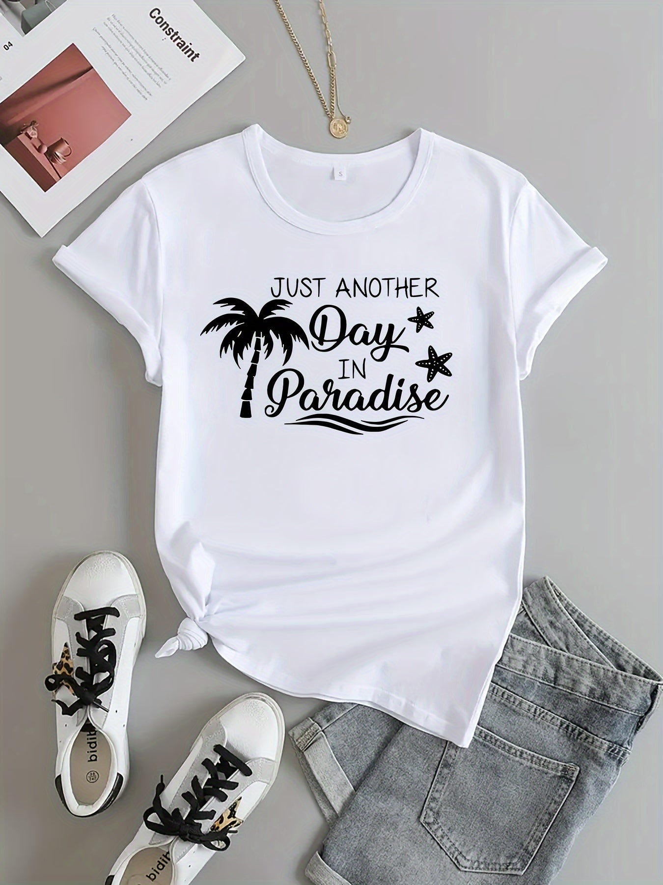 Letter And Tree Graphic Sports T-shirt for Women