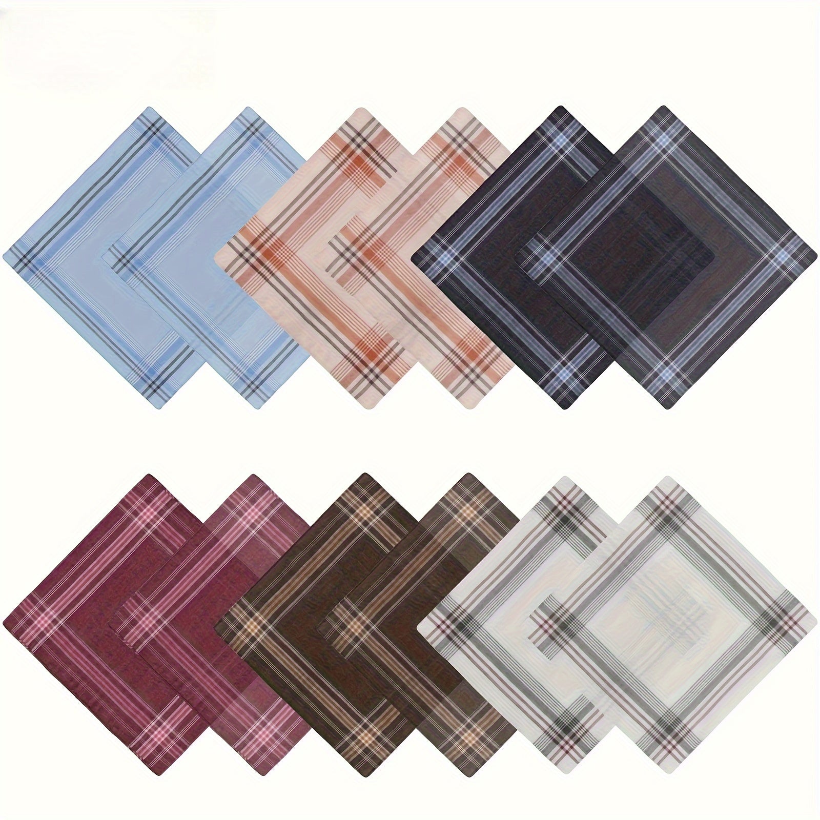 Retro Plaid Handkerchiefs - Set of 12pcs