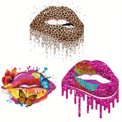 3pcs HTV Vinyl For Shirts Iron On Transfers Decals Lips Butterfly