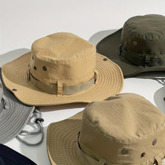Foldable Bucket Hat Sun Hat Drawstring Boonie Hat Wide Brim Cap