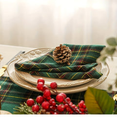 Christmas Green Yellow Plaid Table Runner Home Restaurant Hotel Mat