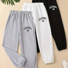 3pcs Girls California Graphic Sweatpants Jogger Set