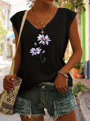 Floral Print Tank Top Sleeveless Casual Top for Summer & Spring