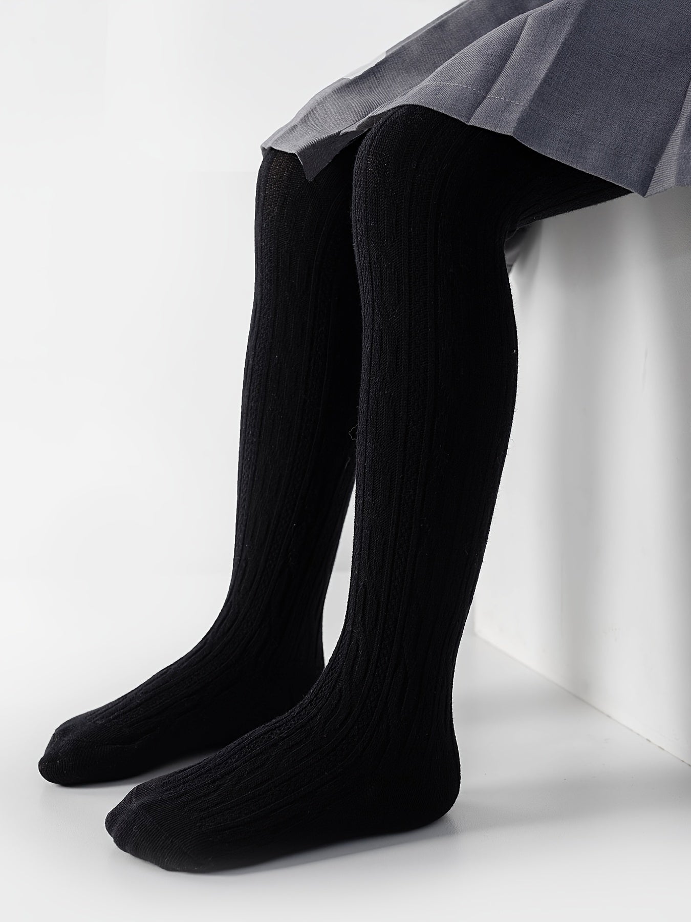 Girls Ribbed Cotton Pantyhose Soft Stretch Tights Leggings Pants