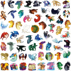 60pcs Winged Dragon Cartoon Waterproof Stickers Pack
