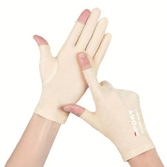 2 Finger Satin Gloves Spring Summer UV Protection Touch Screen Driving Gloves