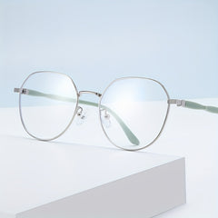 Metal Round Frame Light Blocking Glasses Spectacles Lens