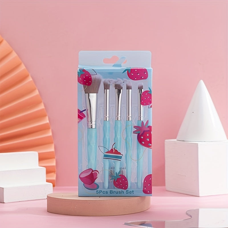 5pcs Fruit Makeup Brush Set Professional Eyeliner Eyebrow Blush Powder Brush