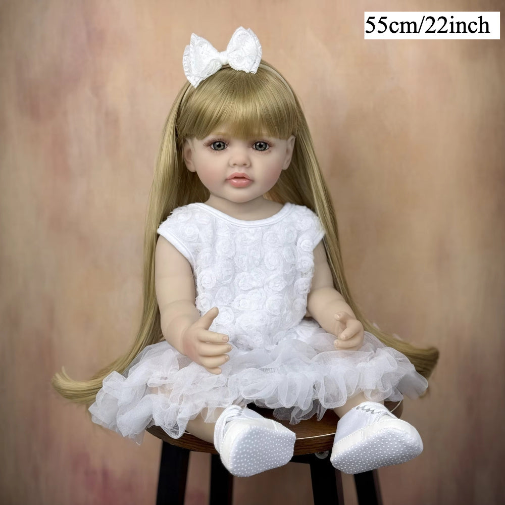 22 inch Young Girl Doll with Blonde Hair & Dress Realistic Long Hair