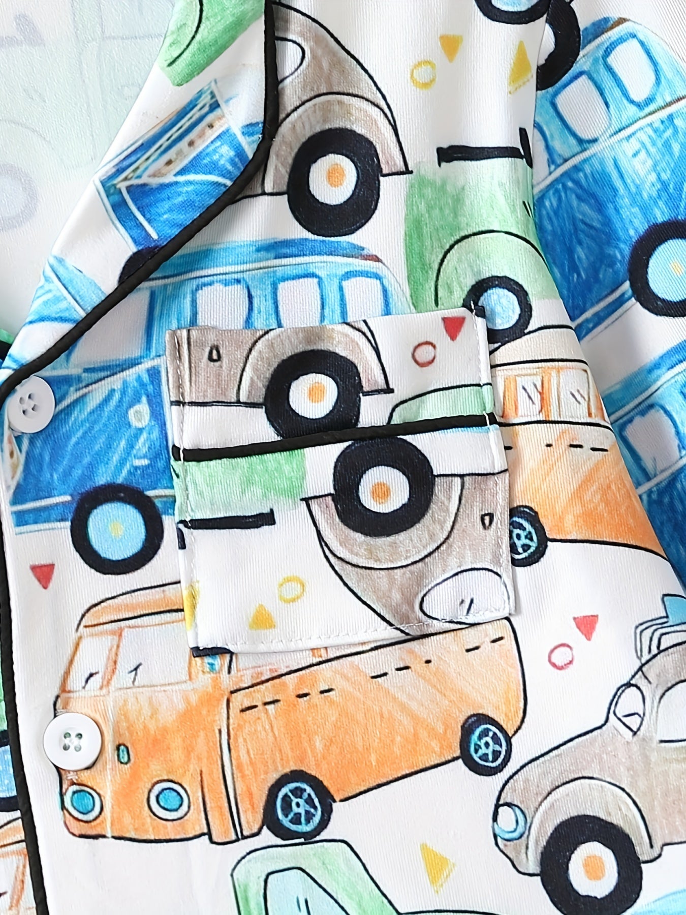 Boy's Graffiti Car Print Pajama Set Long Sleeve Top & Pants