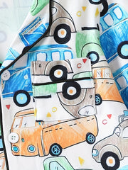 Boy's Graffiti Car Print Pajama Set Long Sleeve Top & Pants