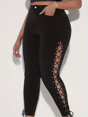 Sexy Lace Up High Rise Skinny Jeans