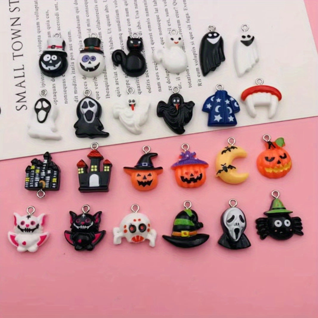 10pcs Halloween Resin Pumpkin Head Bat Demon Persian Cat Shirt Castl