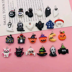 10pcs Halloween Resin Pumpkin Head Bat Demon Persian Cat Shirt Castl