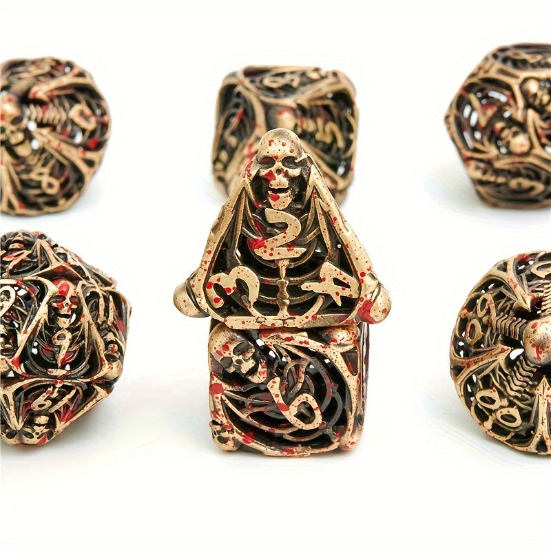 7pcs Skull Hollow Metal Polyhedral Dice Set for RPGs