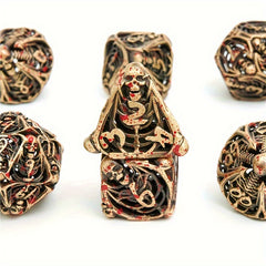 7pcs Skull Hollow Metal Polyhedral Dice Set for RPGs