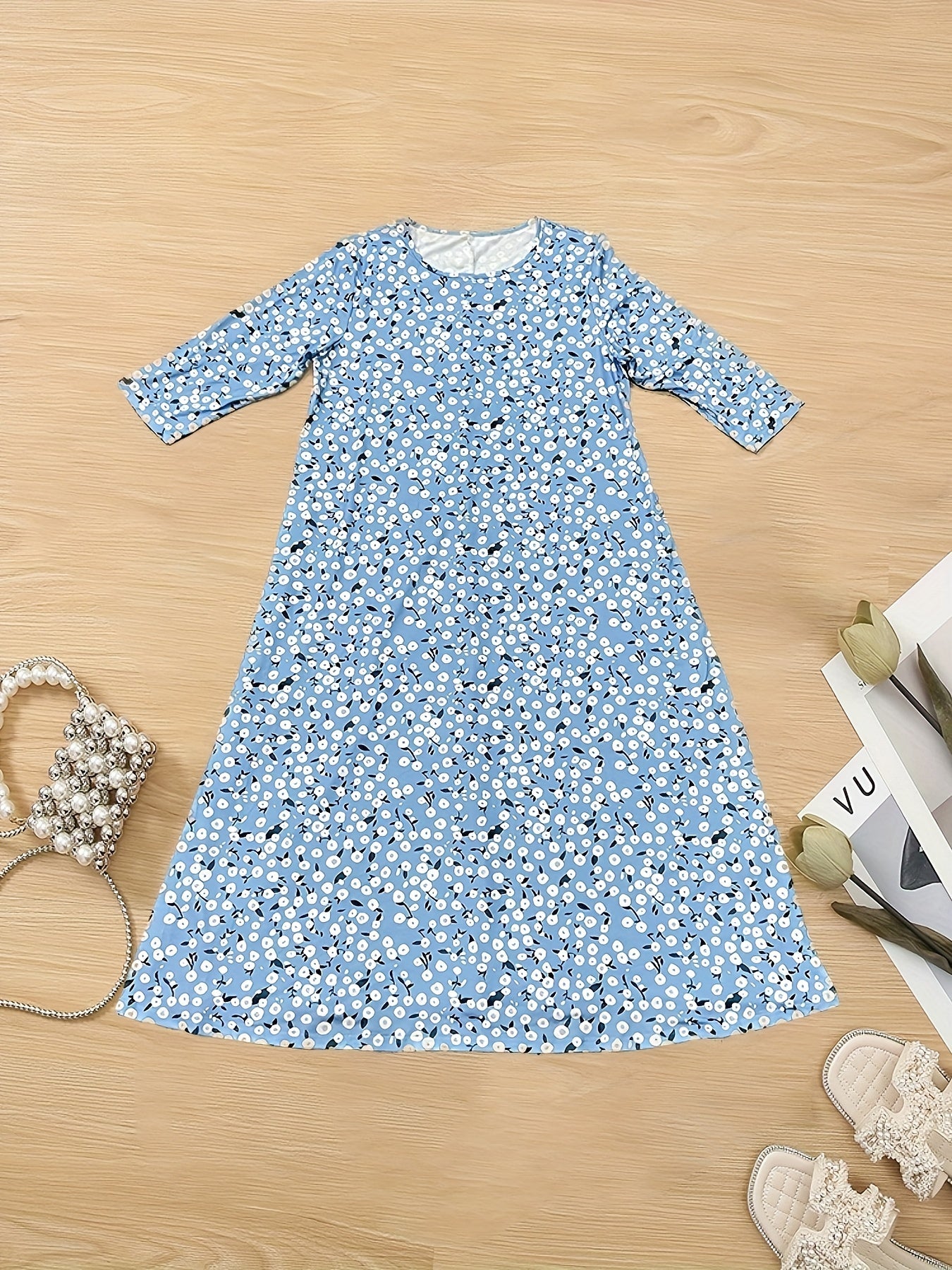Floral Print Long Sleeve Maxi Dress