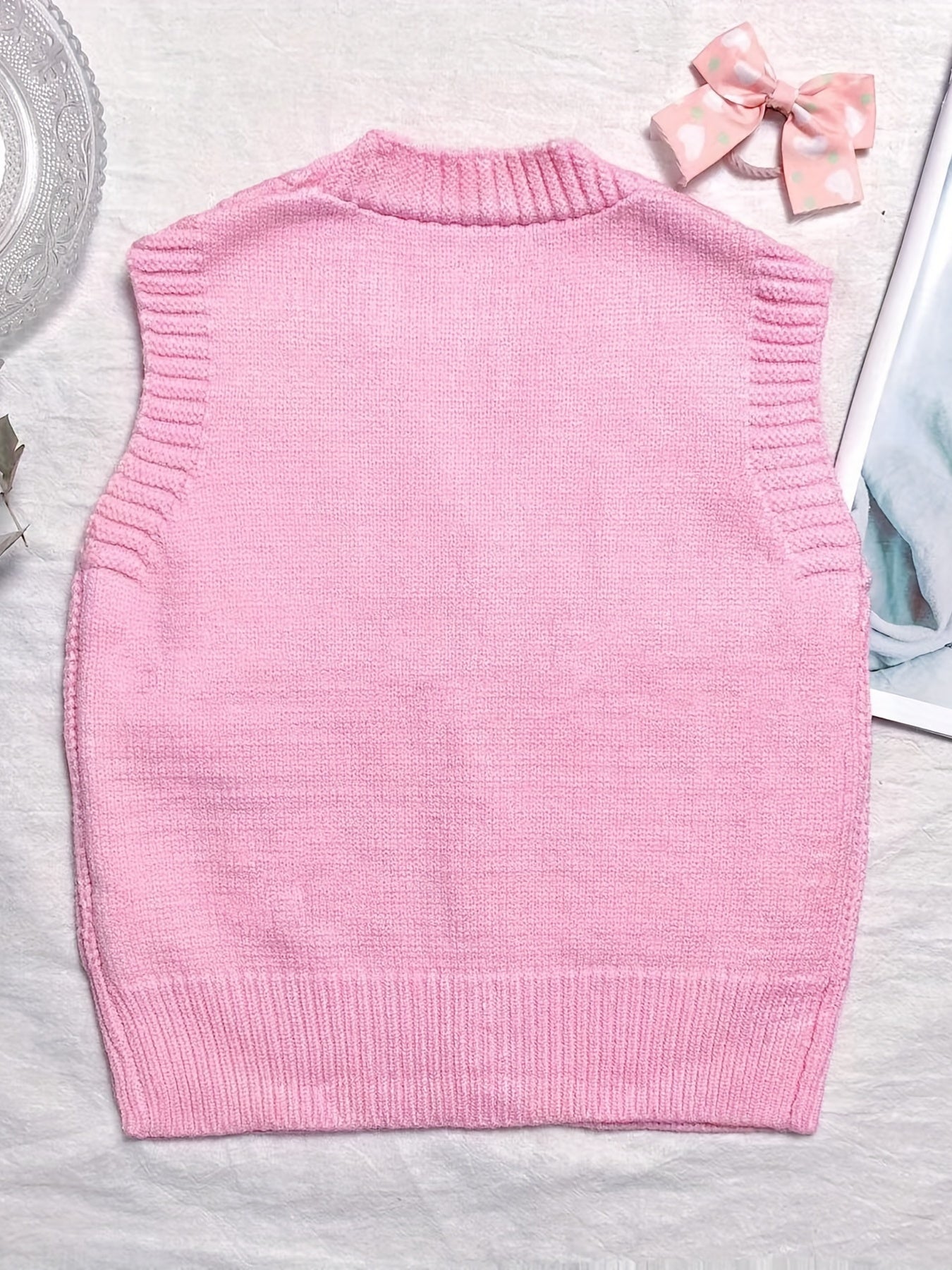 Baby Girl V Neck Knitted Sweater Cardigan Vest