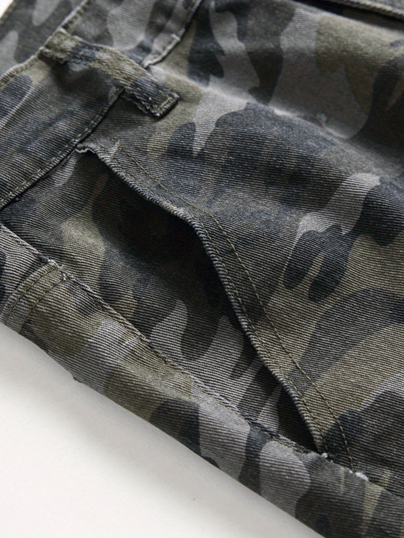 Camouflage Slim Fit Jeans Men's Casual Street Style Denim Pants