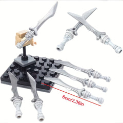 9pcs Silvery Weapon Building Blocks Knight Warrior Duel Toy Acces