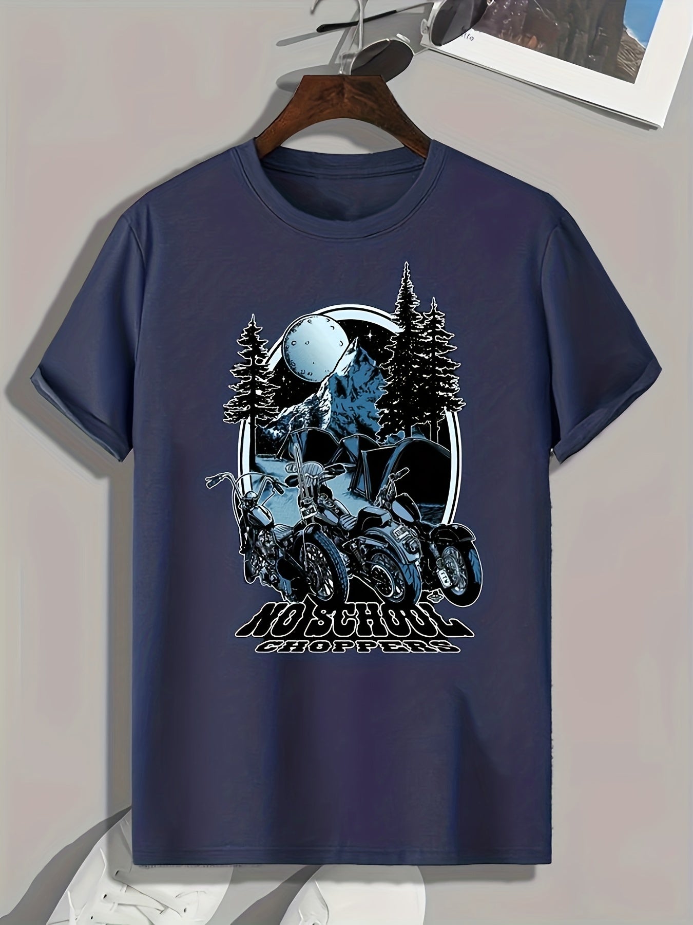 Motorcycle Forest Print Men's Graphic T shirt Casual Comfy Tees For Summer
