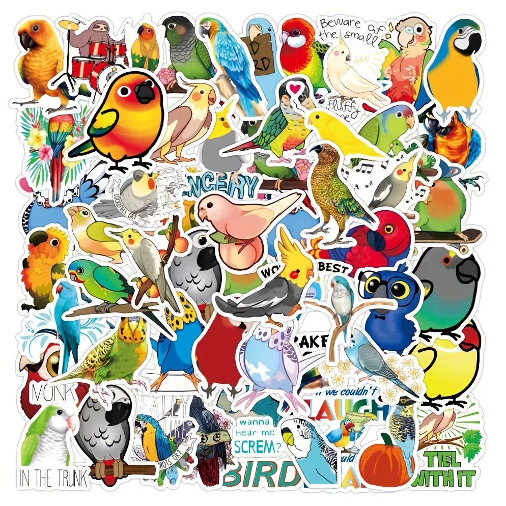 50pcs Parrot Stickers Flying Animal Luggage Car Laptop Scooters Graffiti Sticker