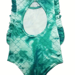 Toddler Girls Fish Scales Tie Dye One Piece Swimsuit
