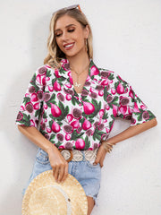 Fig Print Button Up Summer Shirt