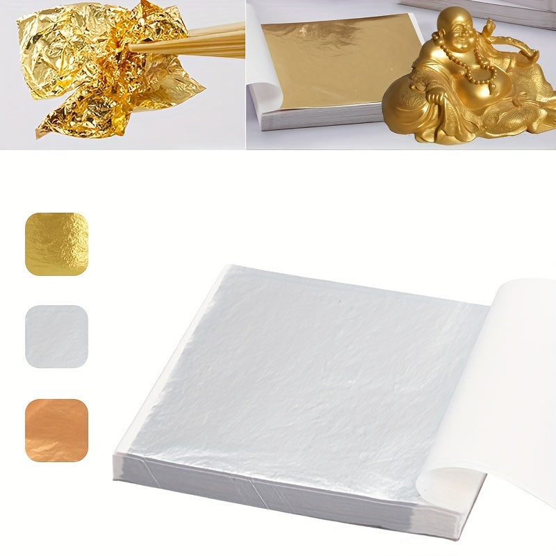 100pcs Silver Rose Leaf Art Paper for Gilding