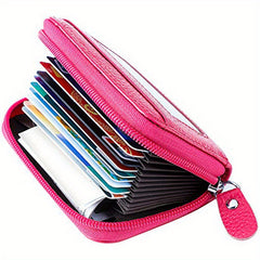 RFID Credit Card Holder with Zipper Leather Wallet