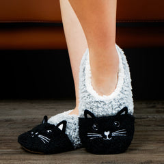 Women's Cartoon Cat Slippers Plush Lined Warm Home Slippers