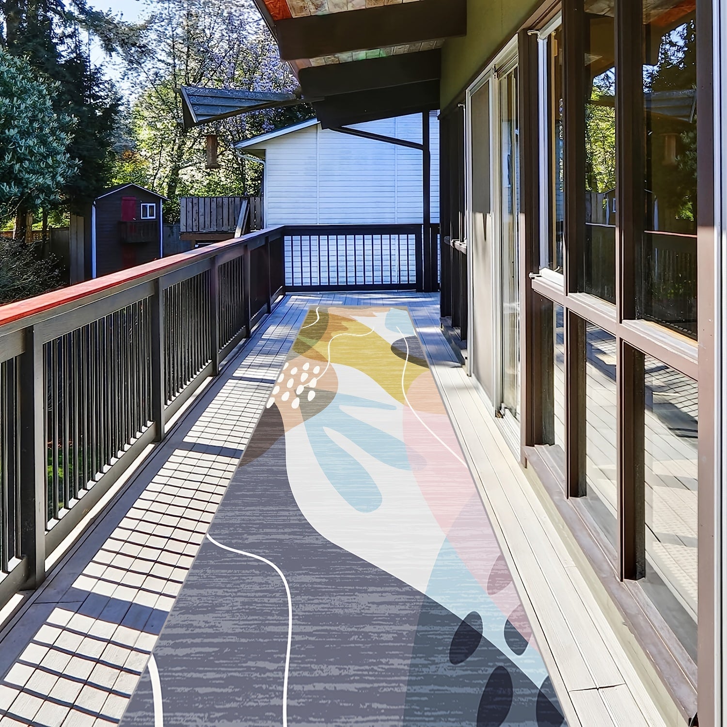 Modern Abstract Long Carpet, Machine Washable Anti-Slip