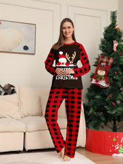 Christmas Deer Print Pajama Set Long Sleeve Top & Pants Women's Loungewear