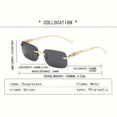 Square Rimless Sunglasses Woman Gradient Sun Glasses Metal Leopard
