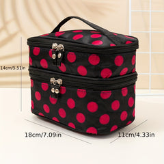 Double Layer Cosmetic Bag with Zipper for Travel