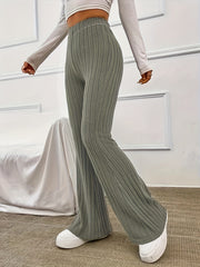 Ribbed Flare Leg Pants Spring & Fall Women's Clothing