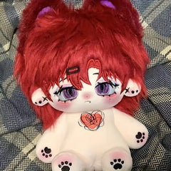 Red Long Hair Plush Doll with Big Ears