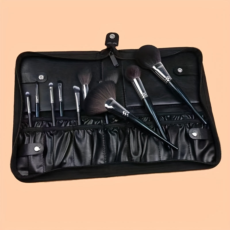 Makeup Brush Bag Waterproof PU Leather Travel Makeup Brush Case