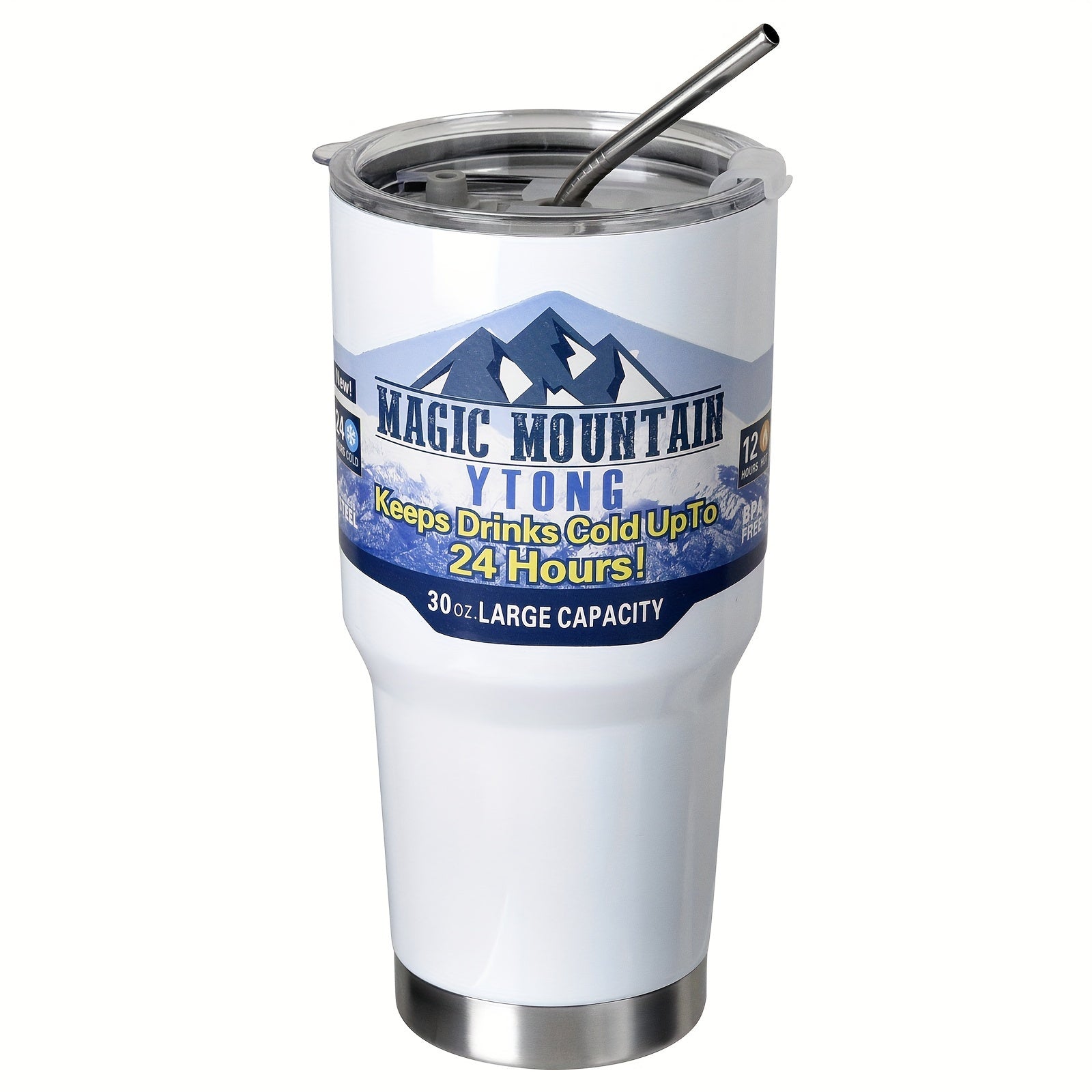 900ml Double Wall Water Cup with Straw and Lid, Vacuum Insulated Stainless Steel