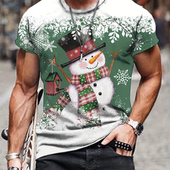 Snowman Print Men's Graphic T-shirt for Summer