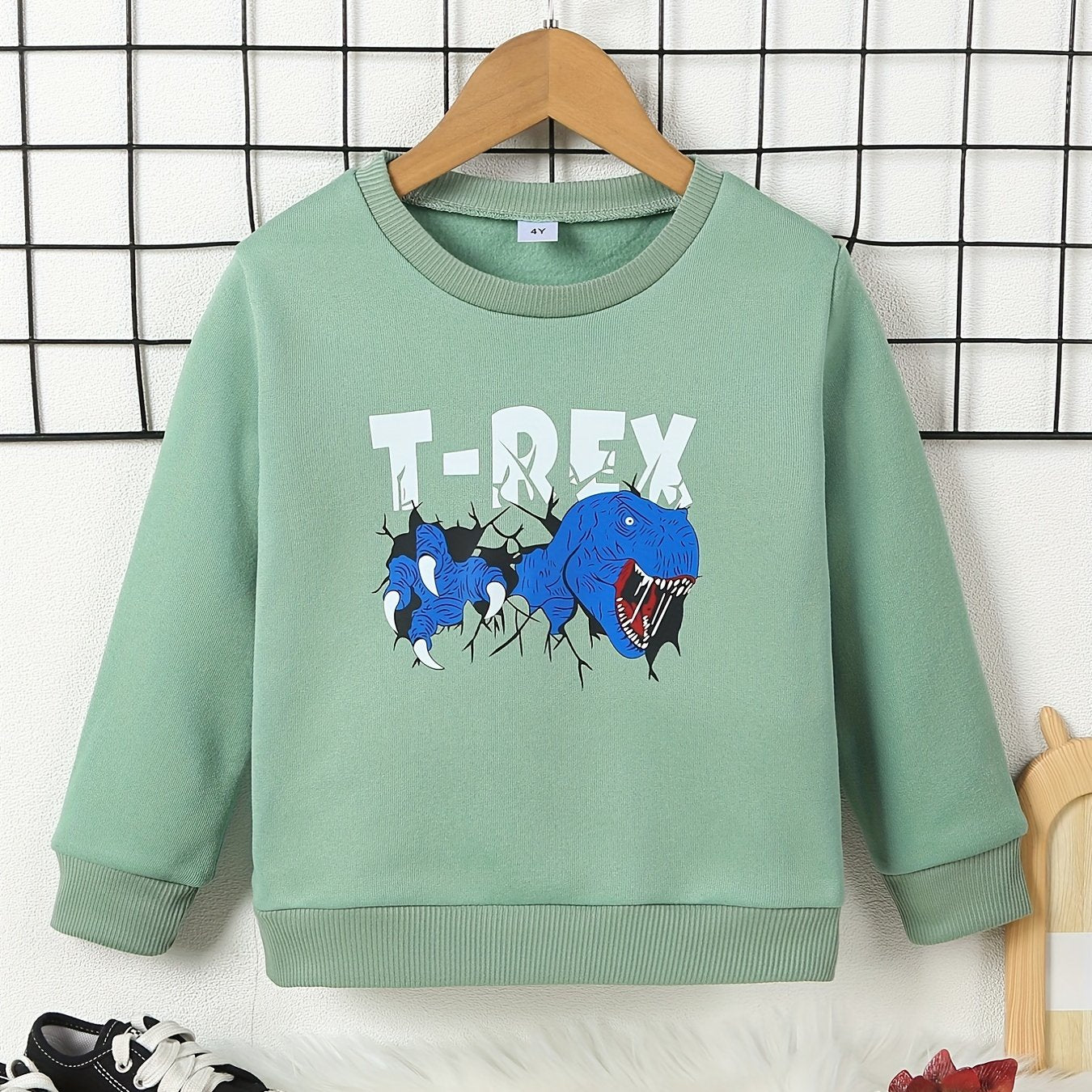 T REX Print Kid's Thermal Sweatshirt Long Sleeve Top