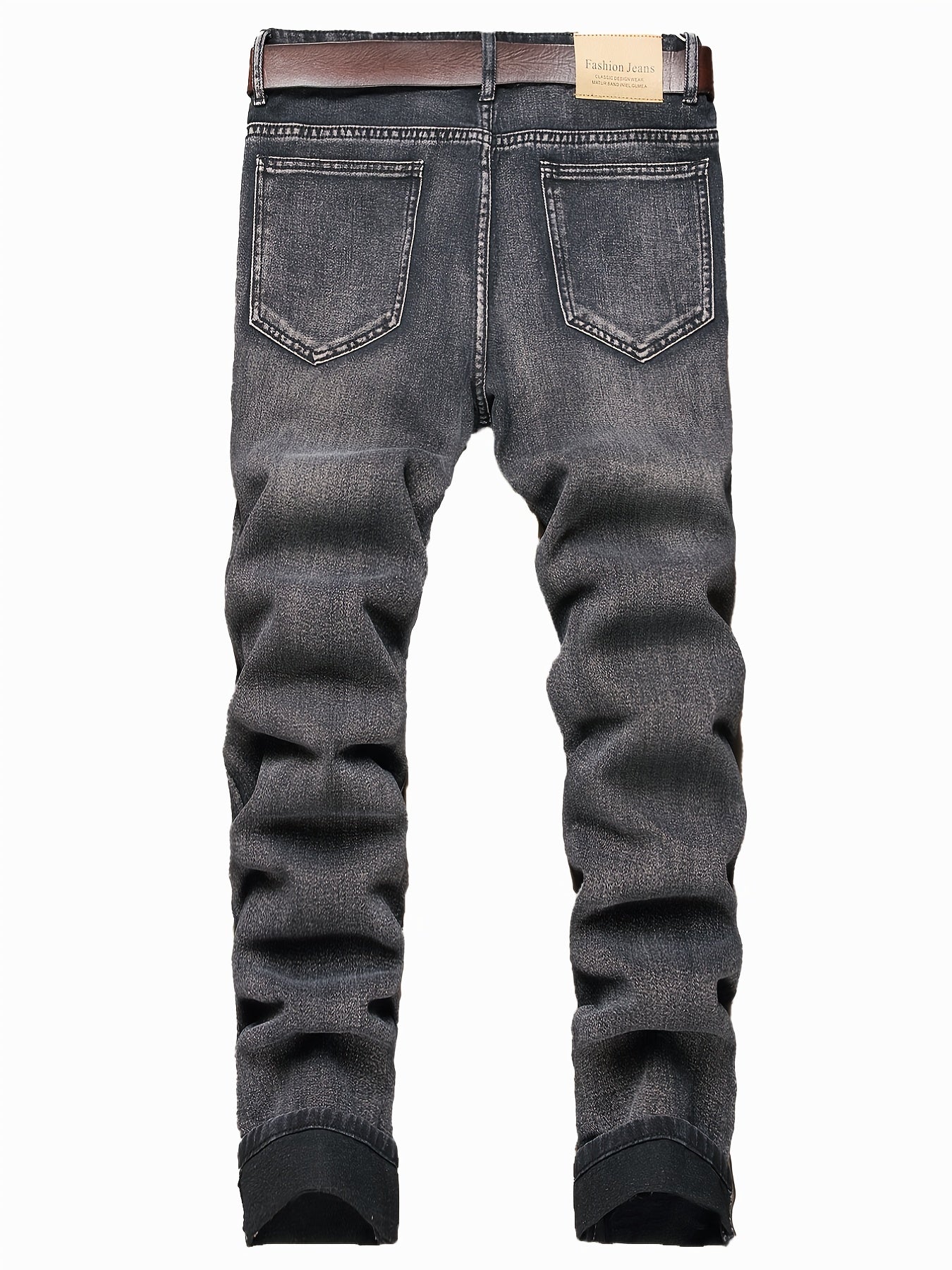 Men's Patchwork Ripped Jeans Casual Street Style Distressed Denim Pants