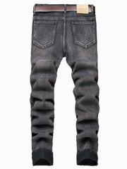 Men's Patchwork Ripped Jeans Casual Street Style Distressed Denim Pants