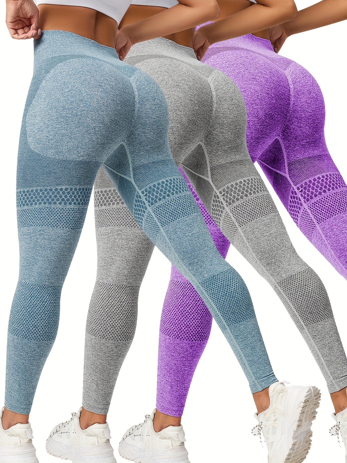 3pcs Seamless High Waist Fitness Leggings Hip Lifting Gym Sports Pants