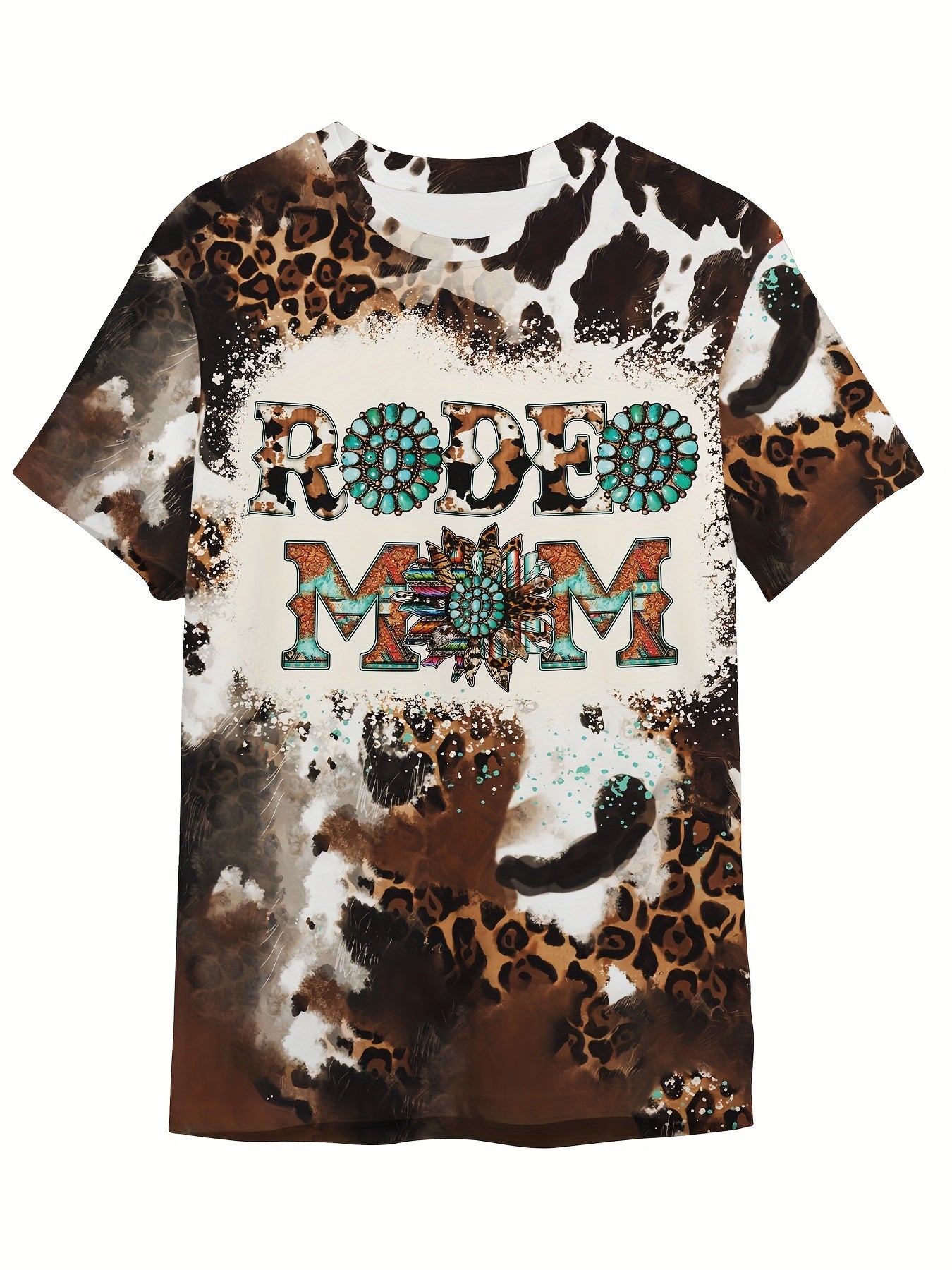 Leopard Print Letter Graphic Short Sleeve T-shirt for Boys Girls
