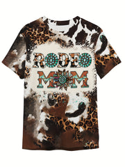 Leopard Print Letter Graphic Short Sleeve T-shirt for Boys Girls