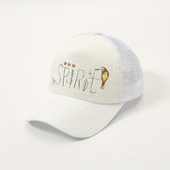 Glitter Print Mesh Trucker Hat Cotton Sunshade Baseball Cap