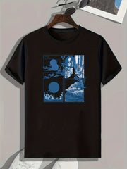 Tokyo Pattern Print Men's Comfy Sports T-shirt Graphic Tee