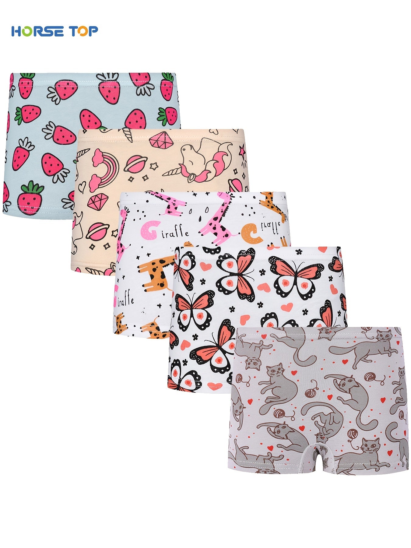 5pc Kids Shorts Briefs with Cartoon Pattern Decoration